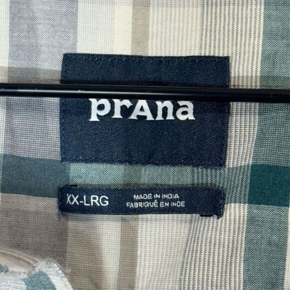 prAna XX-Large Plaid Organic Cotton Shirt Short Sleeve Eco Button Up Travel - Picture 4 of 5